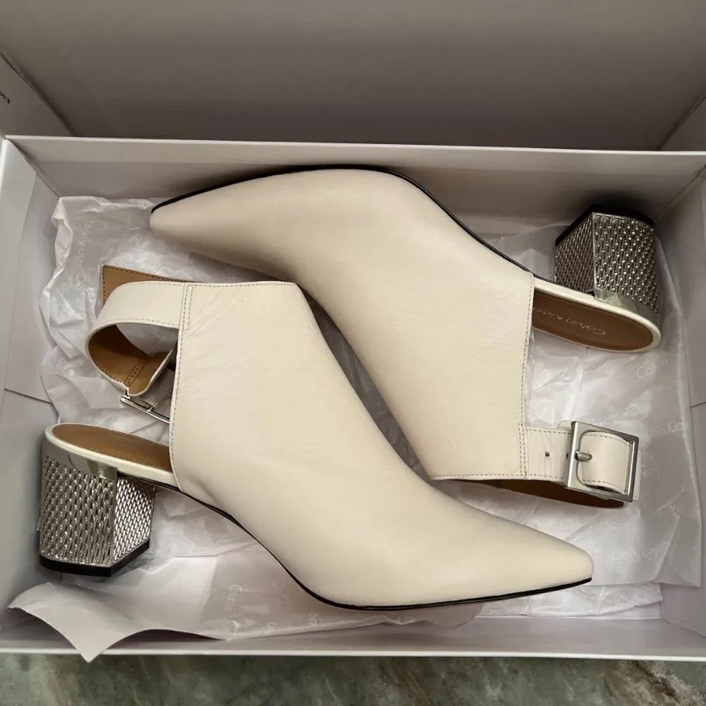 Calvin Klein Womens Nylee Leather Pointed Toe Special Occasion Ankle Strap S 9,5